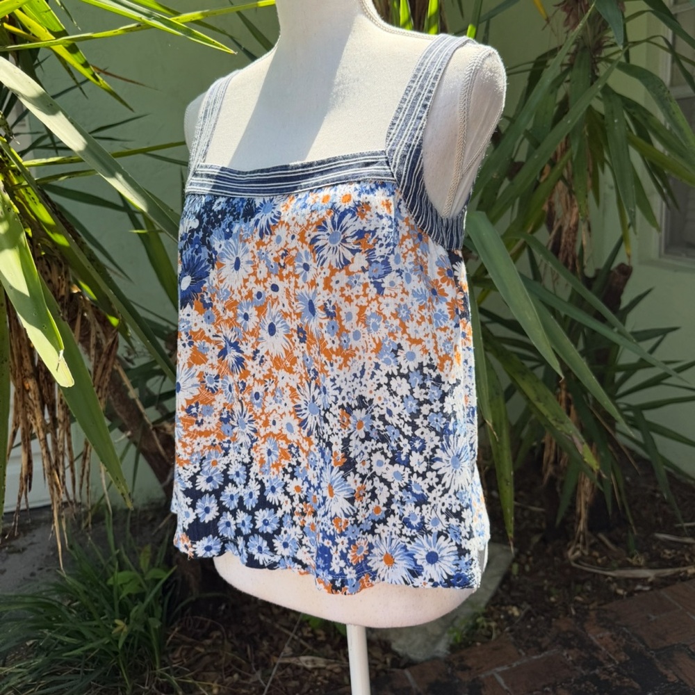 Anthropologie Floral and Striped Tank Top